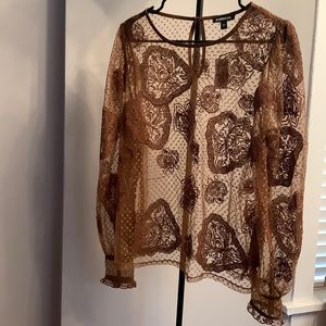 Express size L women’s see-thru brown lace blouse
